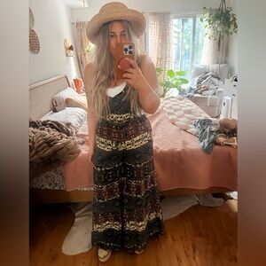 Garden Charm Teal Patterned Jumpsuit Three Bird Nest